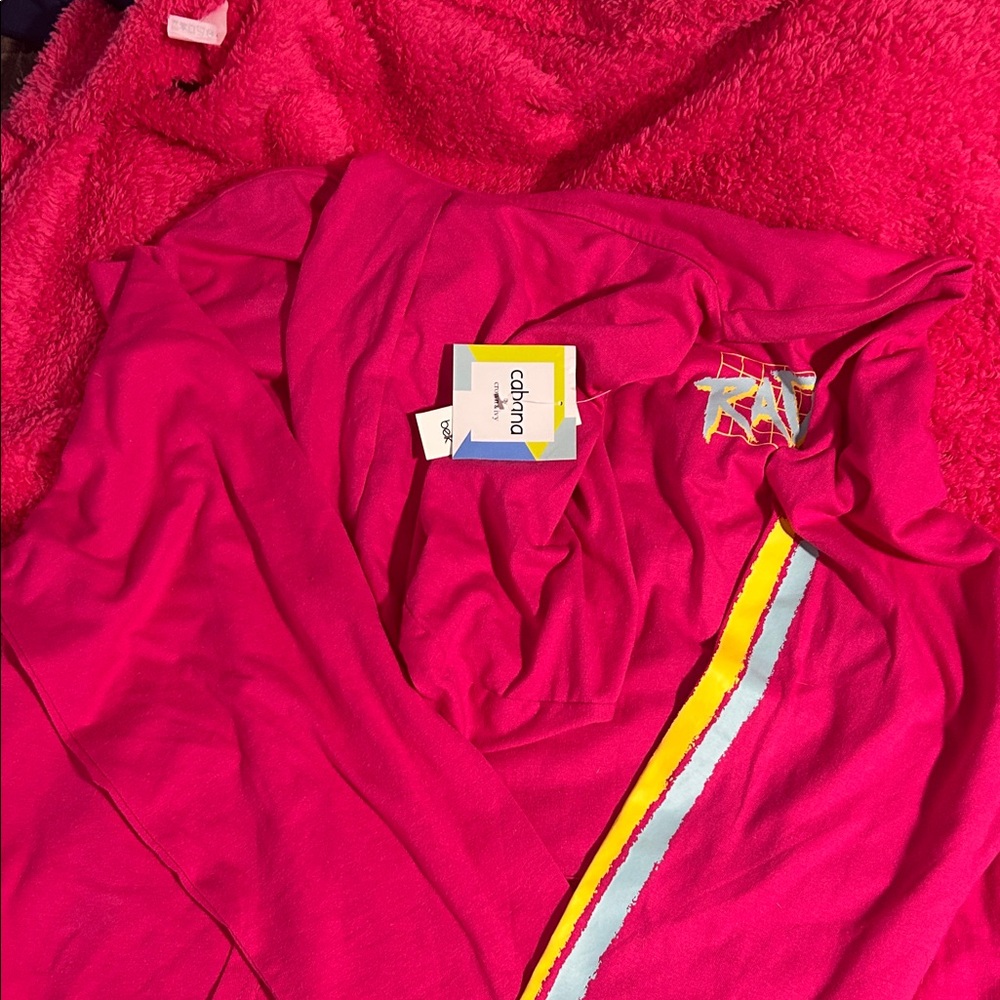 Cabana Life Pink Sweatshirt with Yellow and Gray Accents